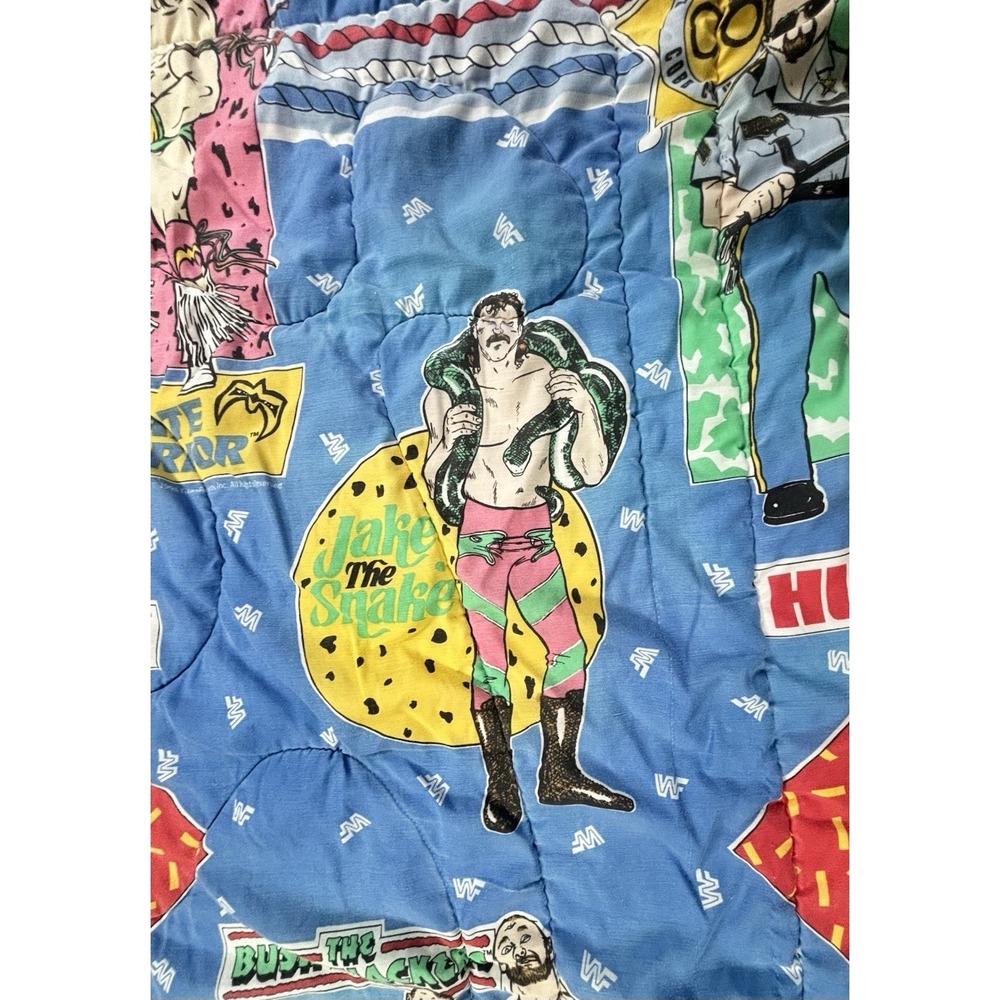 Vtg 1991 WWF Wrestling Legends Duvet Cover Hulk Hogan Jake‎ The Snake Macho King - Picture 9 of 13